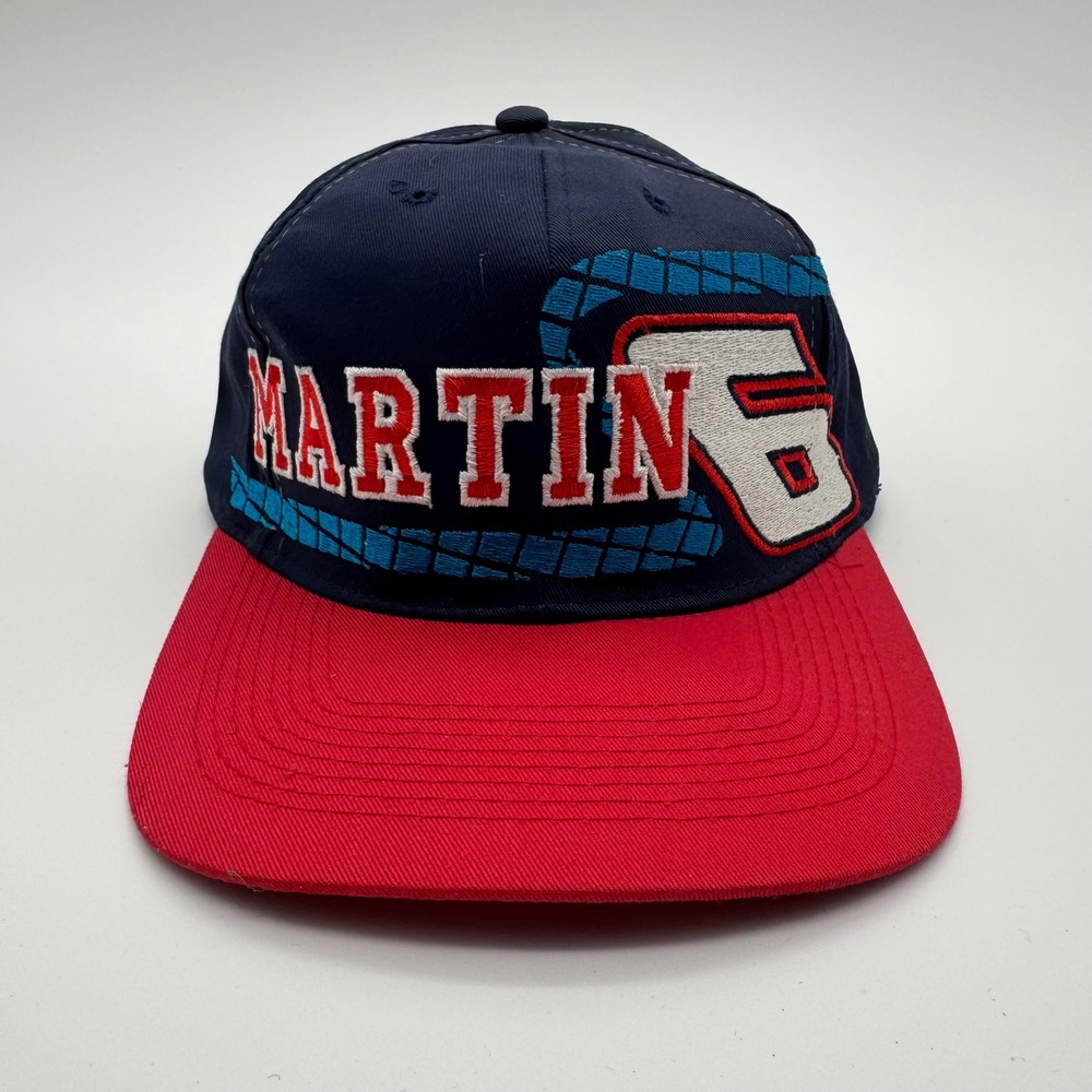 Vintage Mark Martin NASCAR #6 Hat Competitors View Snapback Navy Red Racing Cap